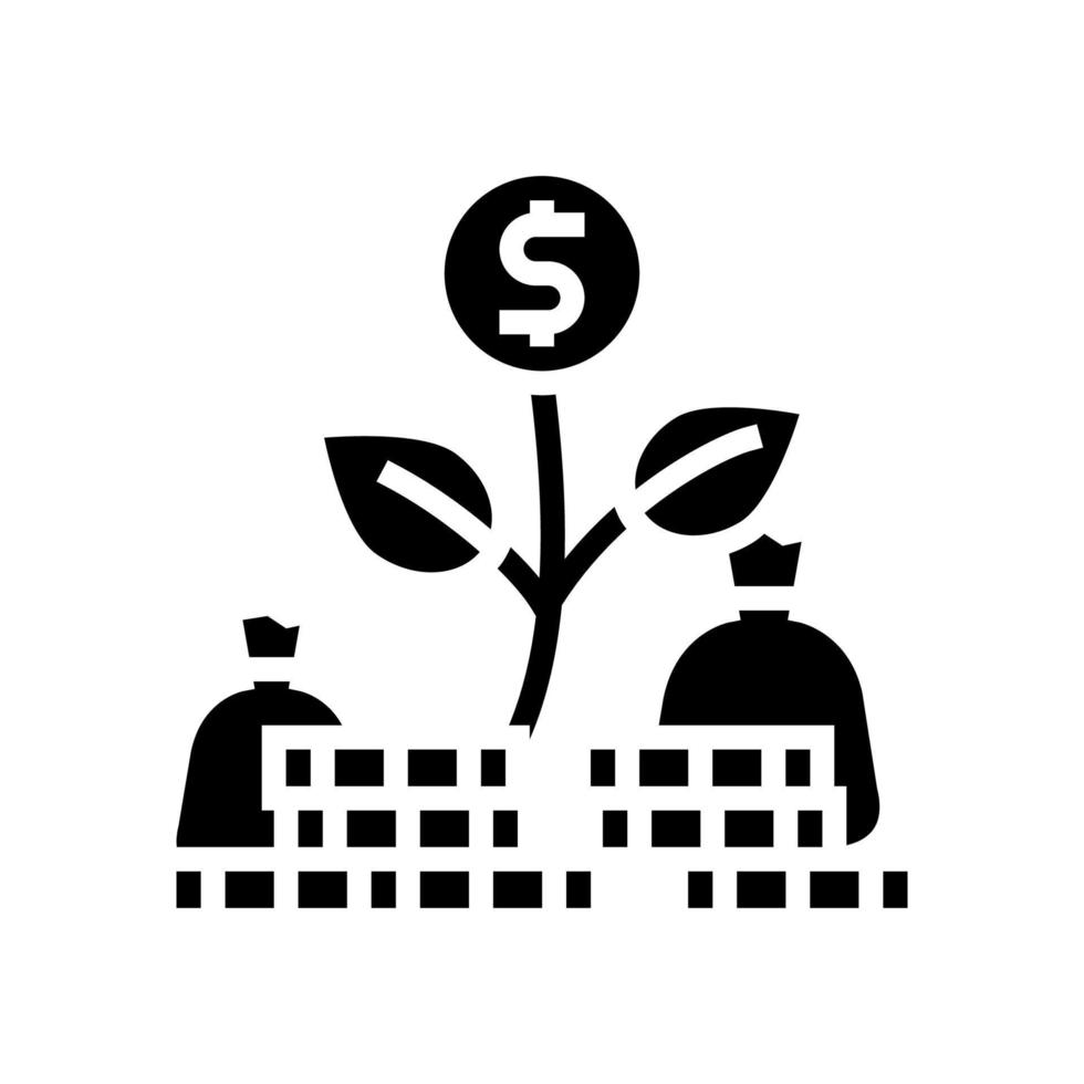dinero flor glifo icono vector ilustración