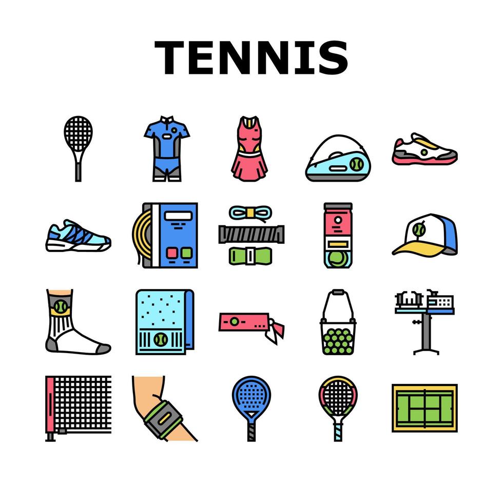 tenis deporte juego competencia iconos conjunto vector