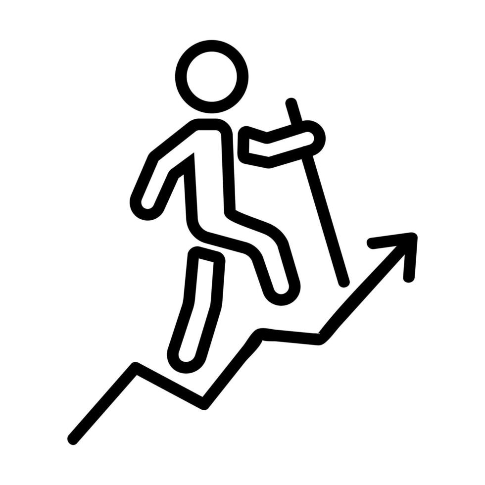 man heading up career ladder icon vector outline illustration