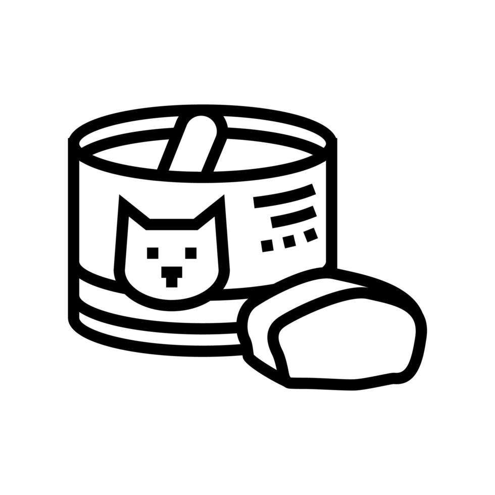 comida enlatada para ilustración de vector de icono de línea de gato