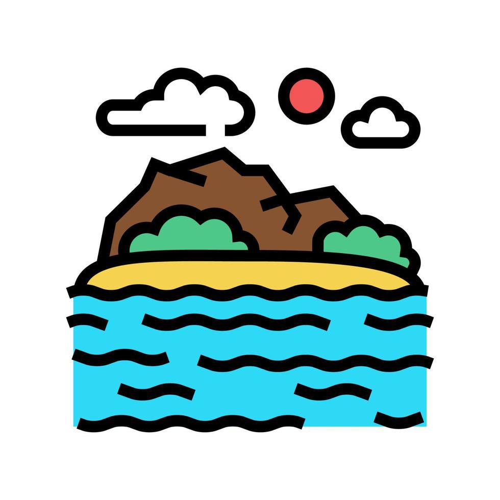 mar costa hawaii color icono vector ilustración
