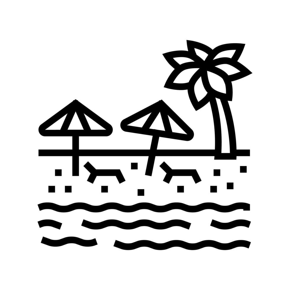 playa arena resort línea icono vector ilustración