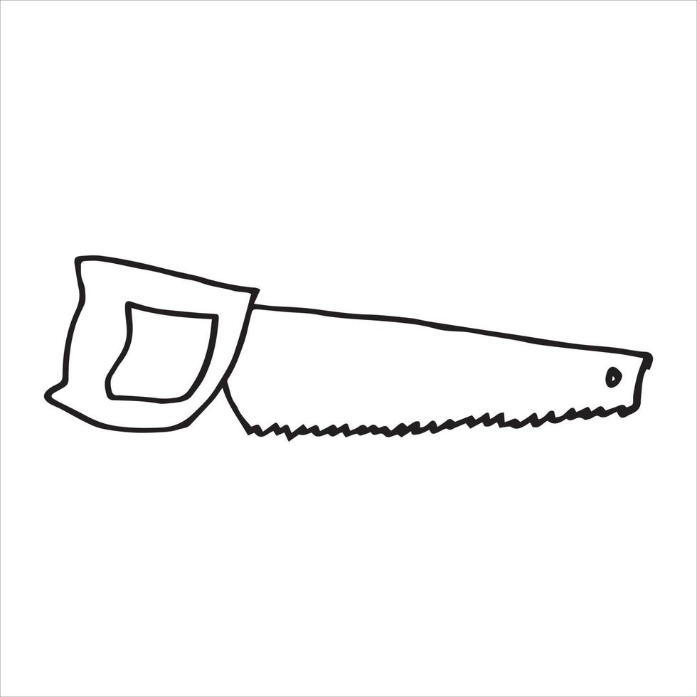 vector illustration in doodle style. saw. construction tools, work with