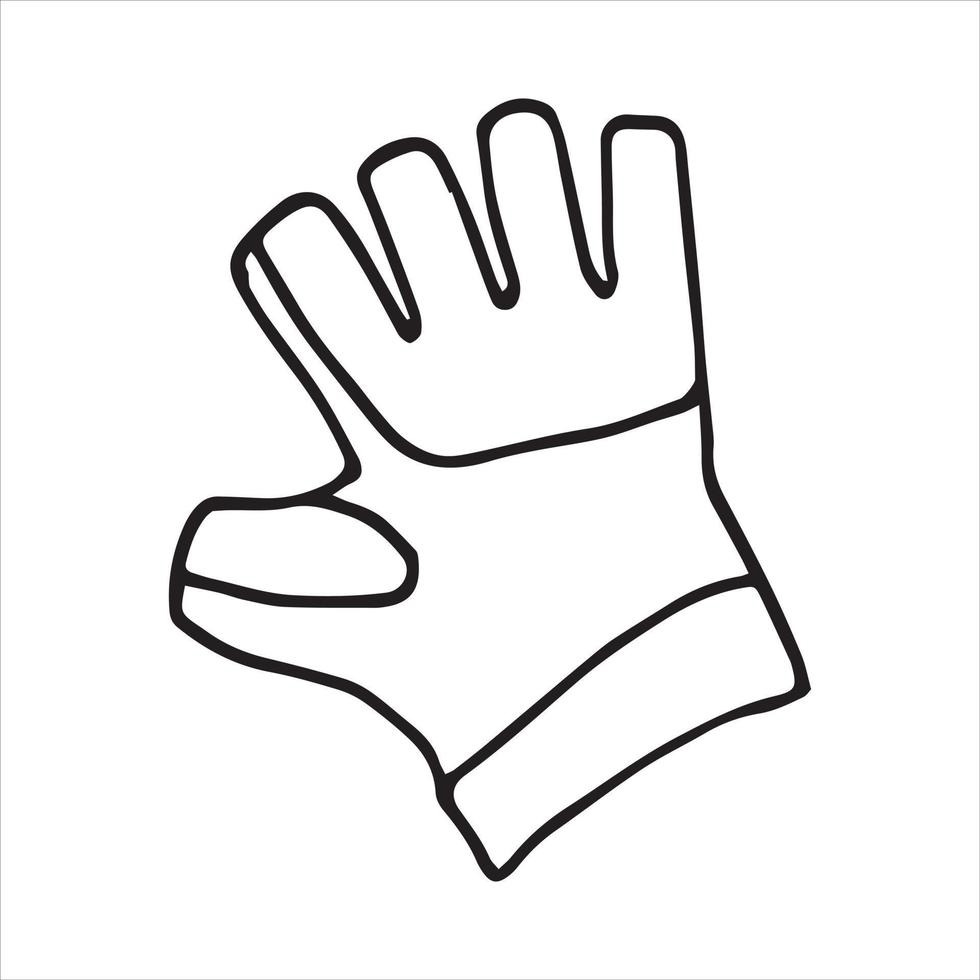 vector drawing in doodle style. working protective glove. construction tool, hand work
