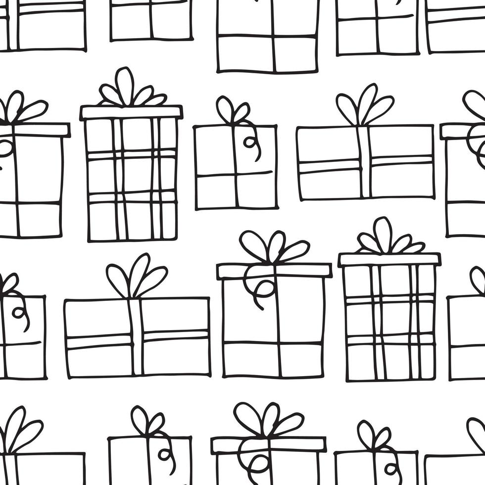 simple vector seamless pattern in doodle style. holiday print with gifts. background for the holidays, new year christmas. gift boxes