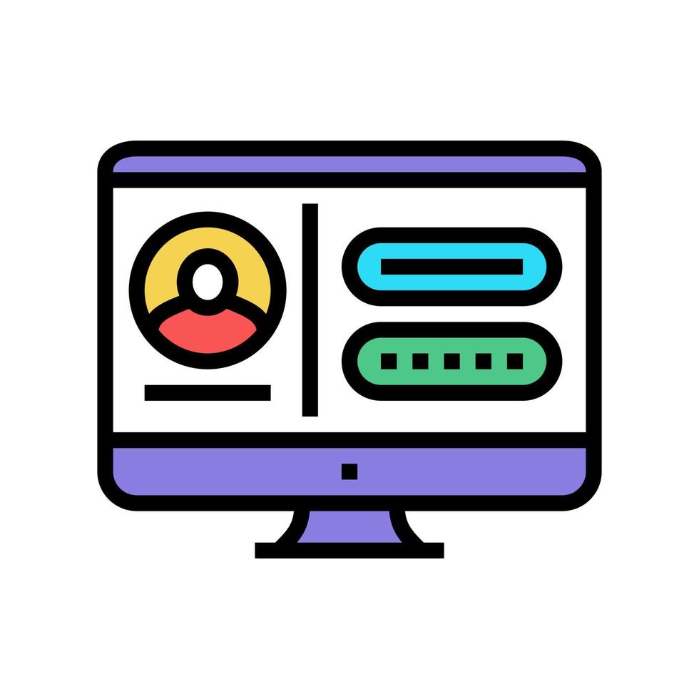 ilustración de vector de icono de color de cuenta de internet de registro