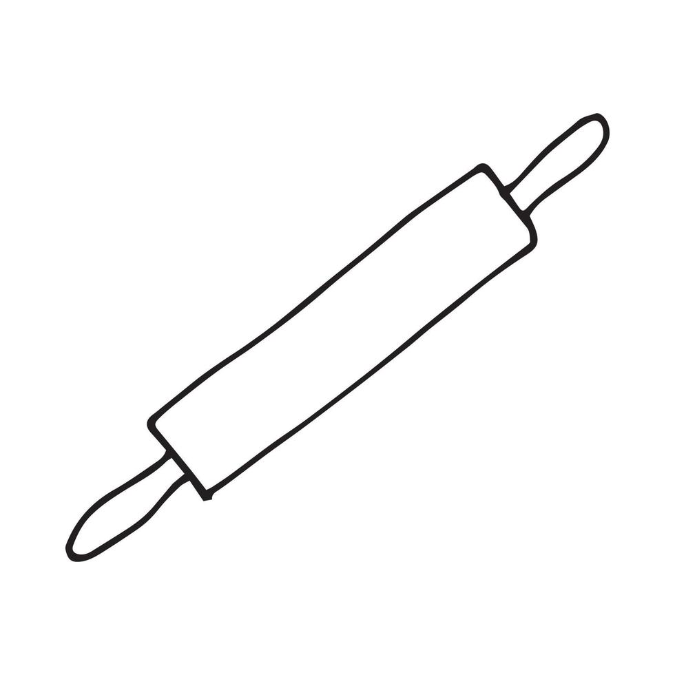 vector drawing in the style of doodle. rolling pin. kitchen utensils, rolling pin. clipart isolated on white background