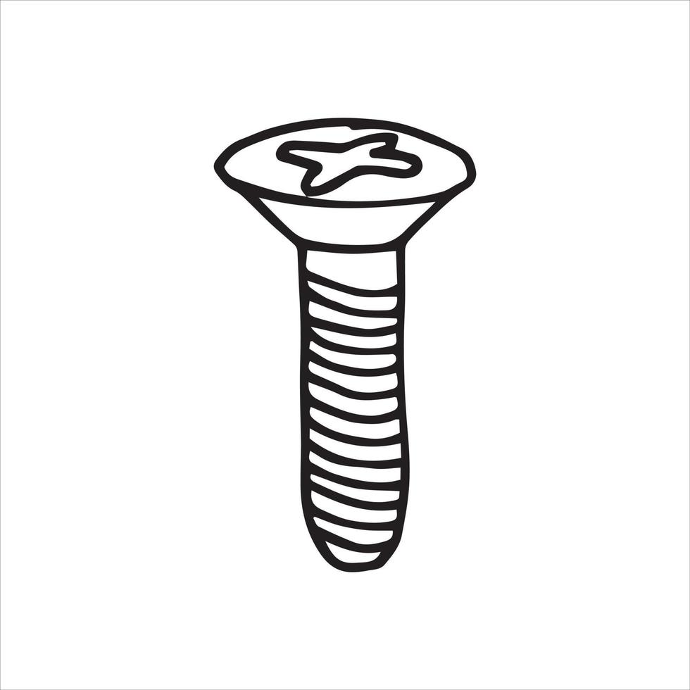 vector illustration in doodle style. screw. construction tools, work with hands.