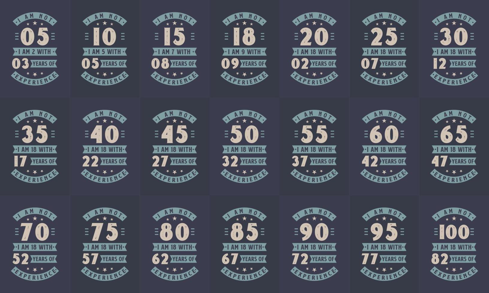 Happy Birthday celebration Typography bundle Design. Retro Vintage Birthday quote design bundle. Set of 5th, 10th, 15th, 20th, 25th, 30th, 35th, 40th, 45th, 50th, 55th, 60th, 65th, 70th, 75th, 80th vector