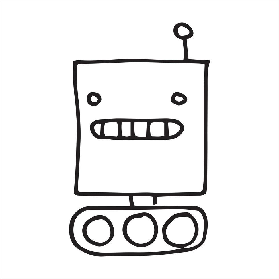 simple vector drawing in doodle style. robot. cute robot hand drawn with lines. funny illustration for kids