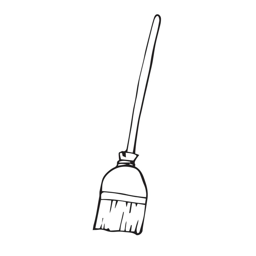 stock vector illustration drawing in doodle style. broom for cleaning
