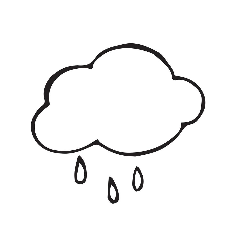 stock vector illustration. Cute cloud with rain in doodle style isolated on white background. concept rain, weather, precipitation, thunderstorm