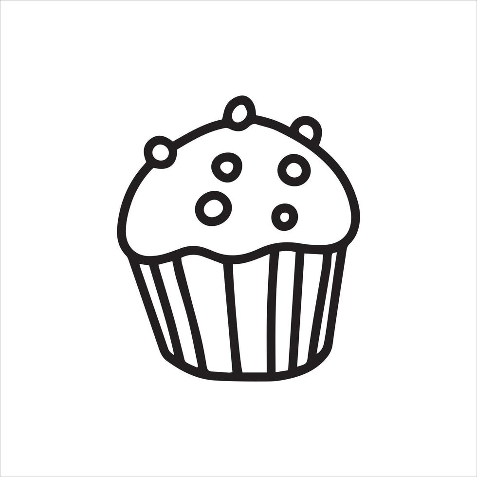 vector drawing in doodle style cake. simple line drawing of pastry, cake. black and white illustration