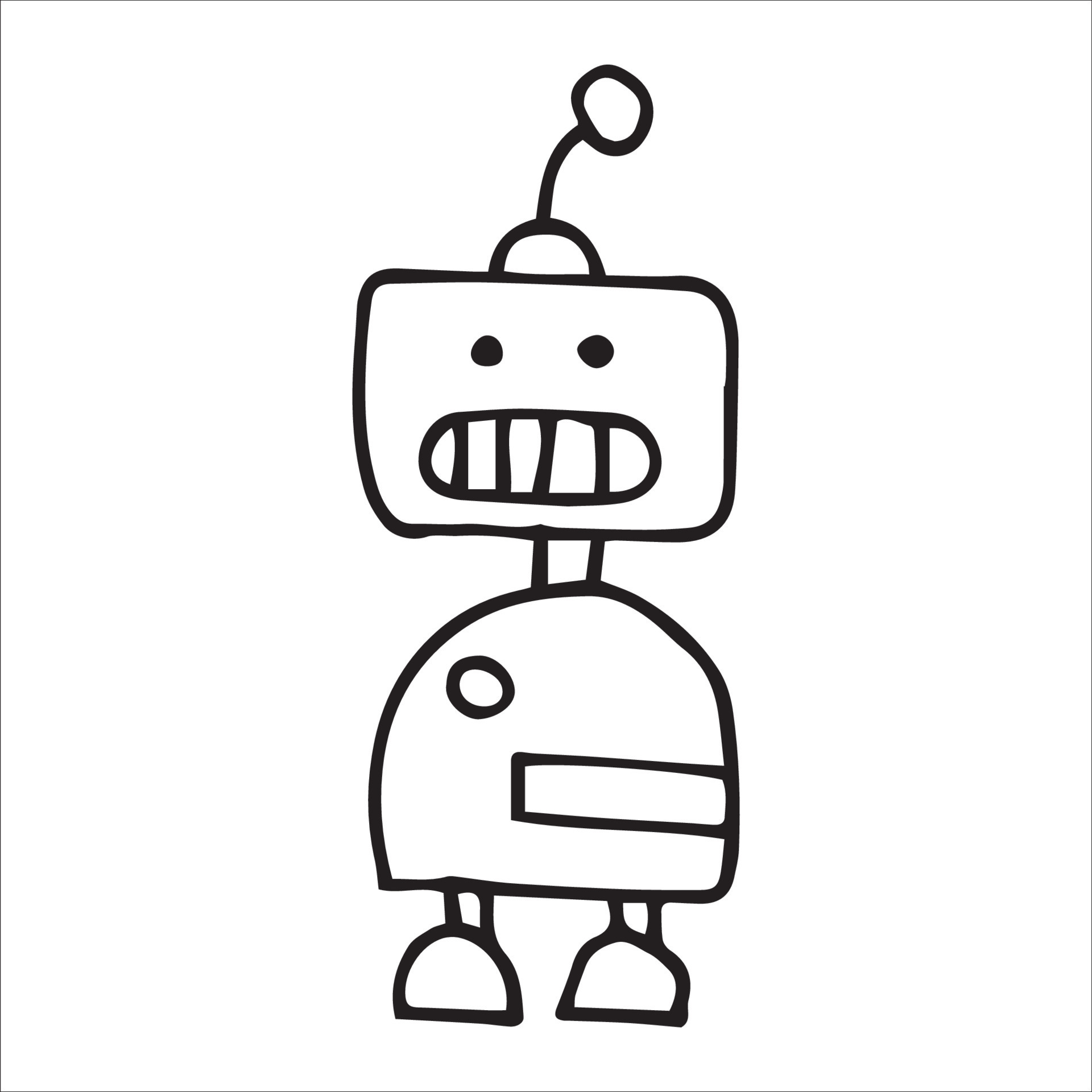 vector in doodle style. cute simple line drawing of a funny robot. 10403141 Vector Art at Vecteezy