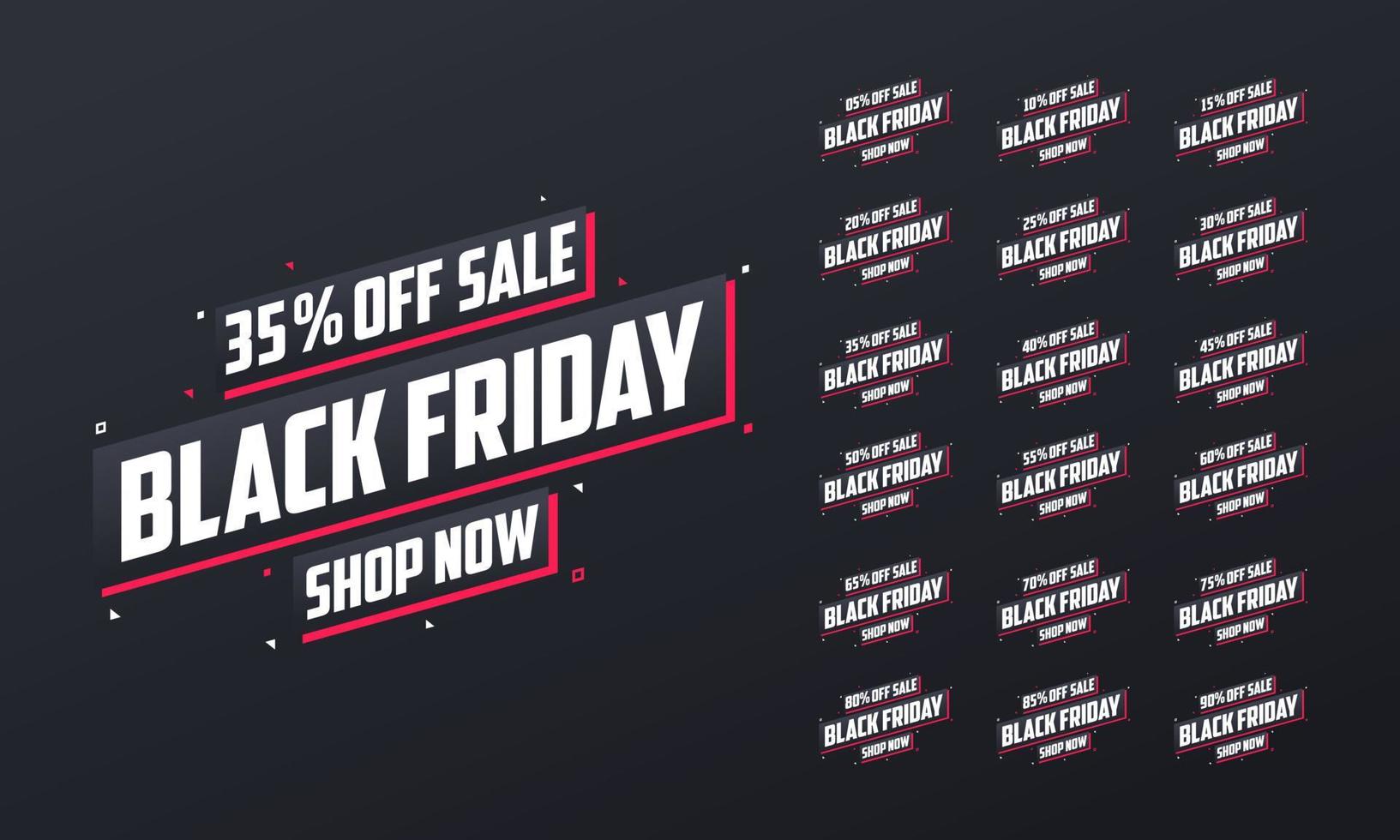 PrintBlack Friday Banner bundle. Black Friday Promotional marketing banner set. vector