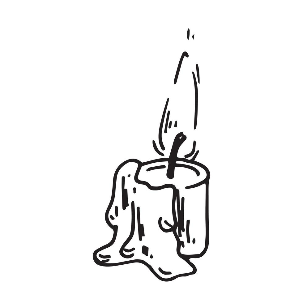 vector illustration, line drawing, ink drawing. burning candle. candle is a symbol of esotericism, magic, mysticism, witchcraft. simple drawing isolated on white background