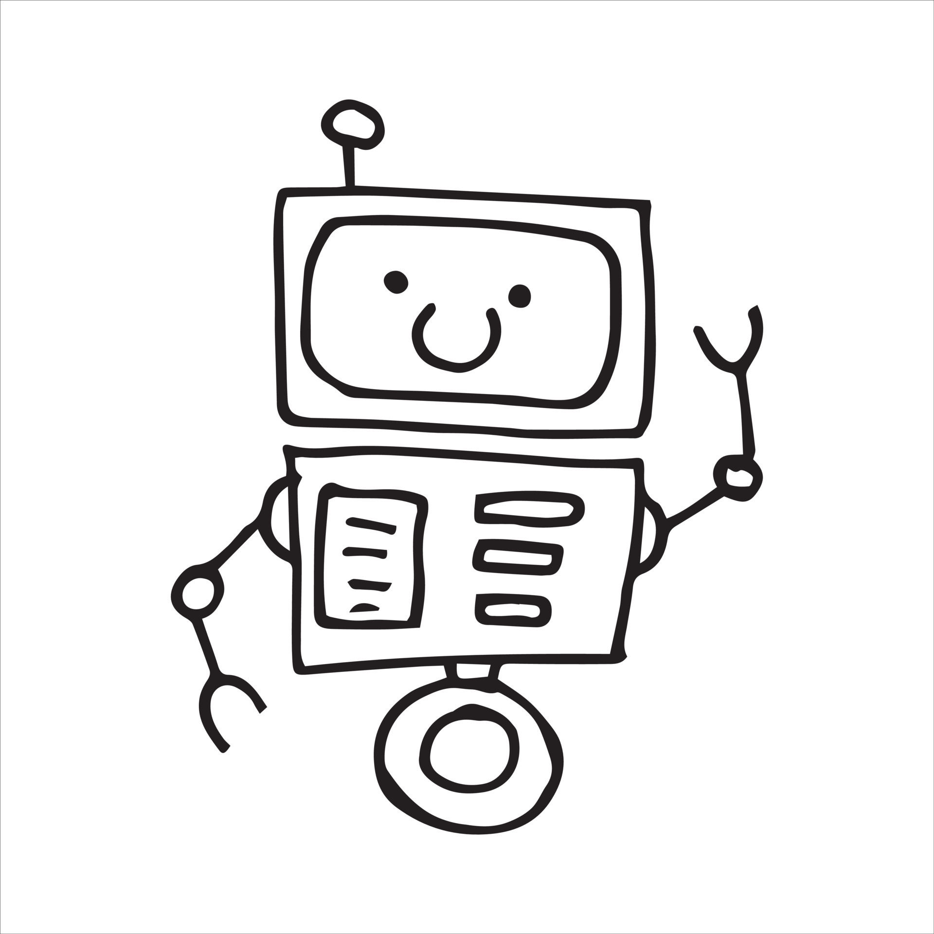 simple vector in doodle robot. cute robot hand drawn with lines. funny illustration for kids 10403265 Vector Art at Vecteezy
