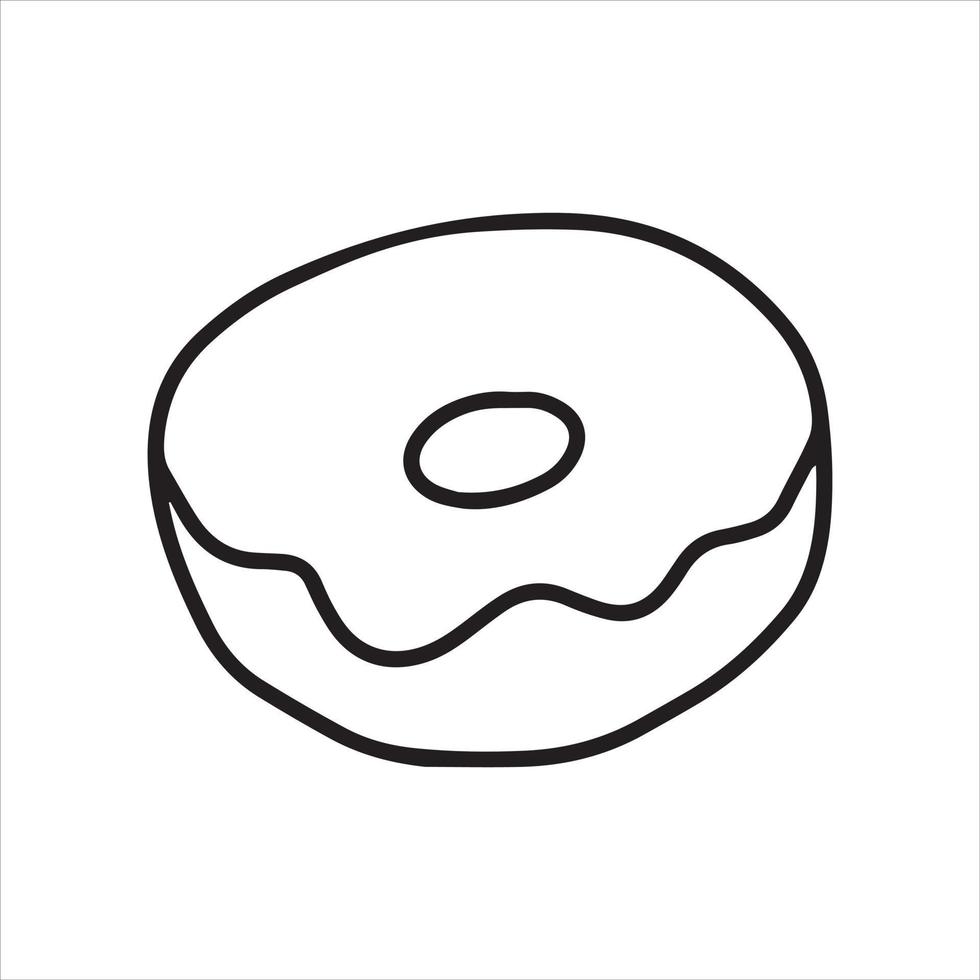 vector drawing in doodle style donut. simple line drawing donut, cake. black and white illustration