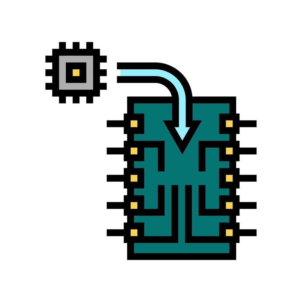 chip installation semiconductor manufacturing color icon vector illustration