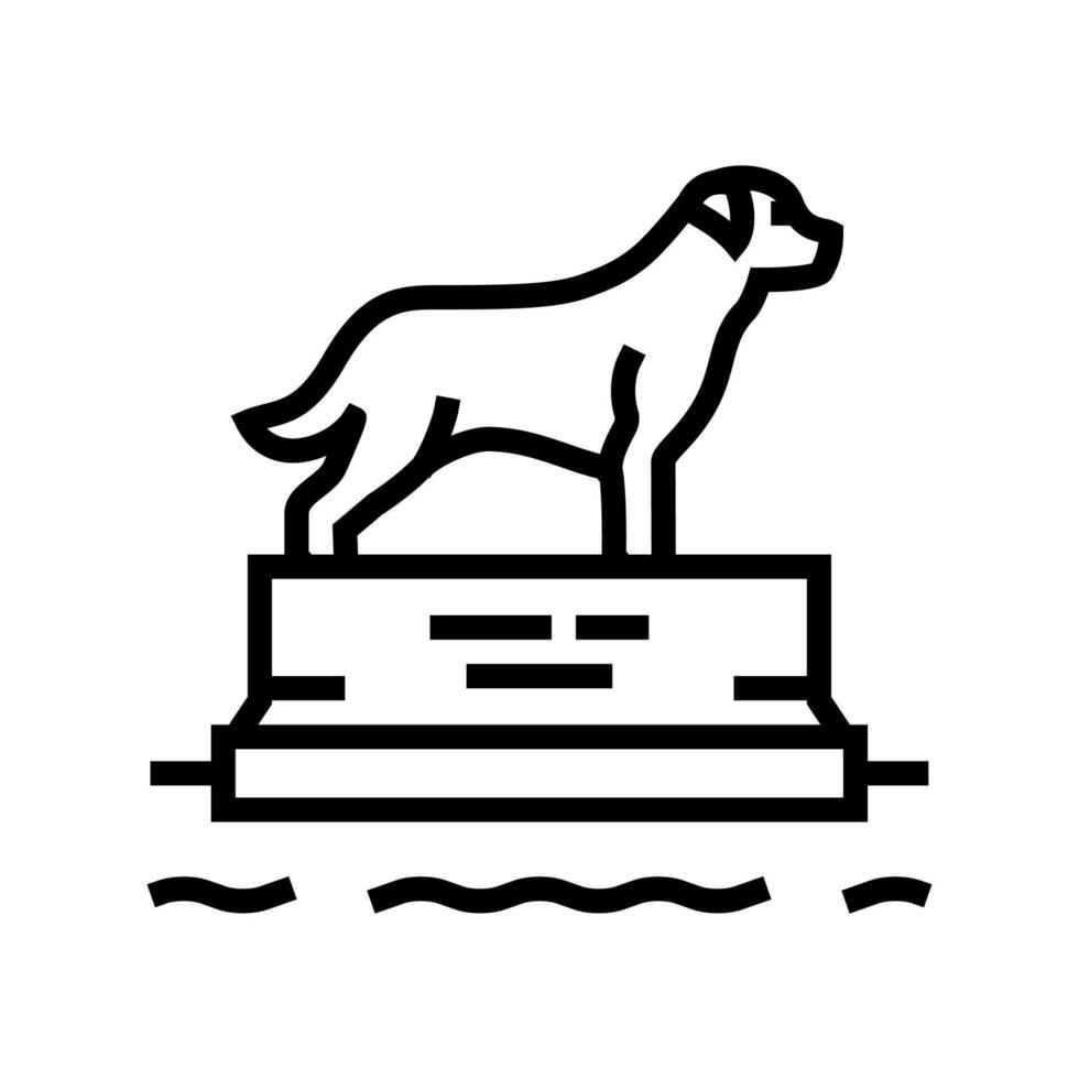 dead dog pedestal line icon vector illustration