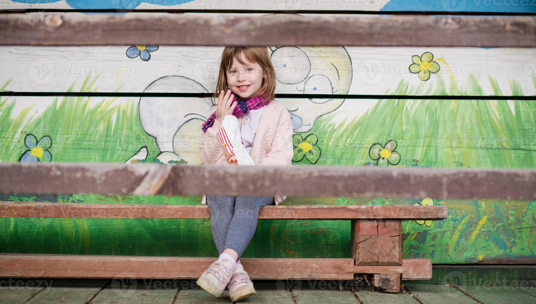 cute little girl  having fun in playground photo