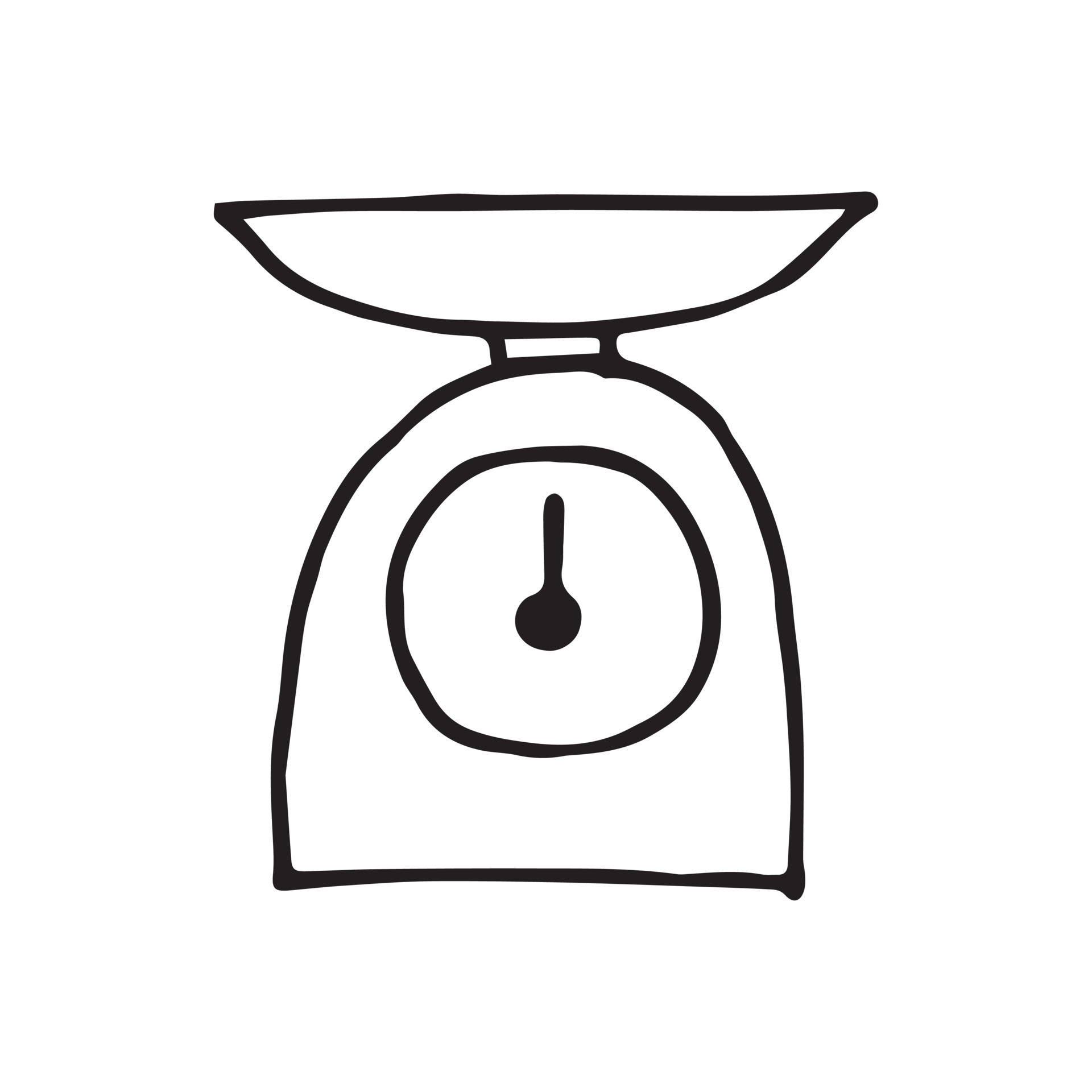 vector drawing in the style of doodle. kitchen scales. kitchen utensils