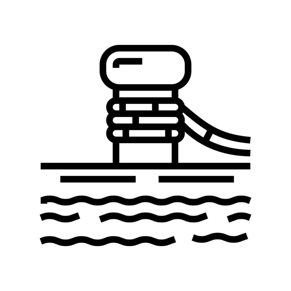 Ilustración de vector de icono de línea de puerto de bolardo de amarre