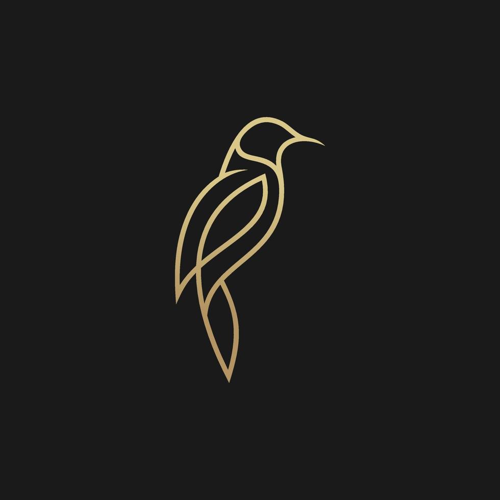 plantilla de diseño de vector de logotipo de arte de línea de pájaro