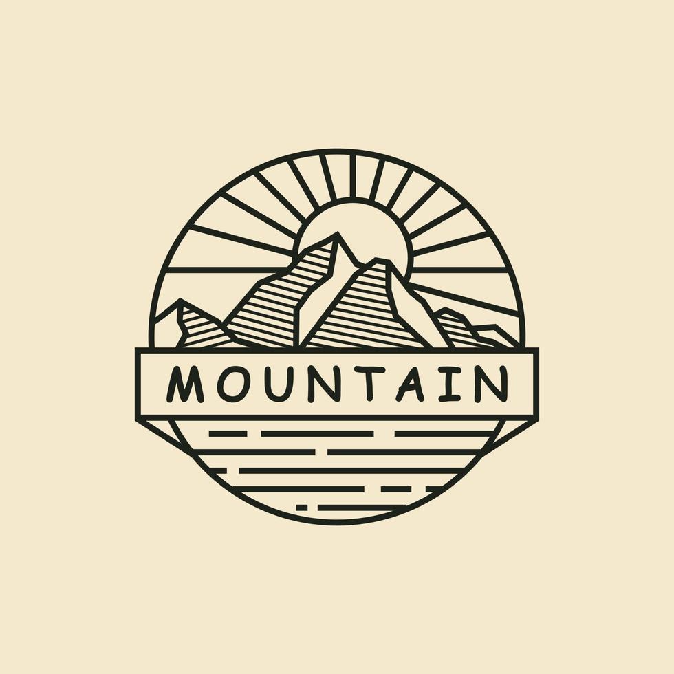 plantilla de diseño de logotipo de montaña con vector de estilo de arte de línea