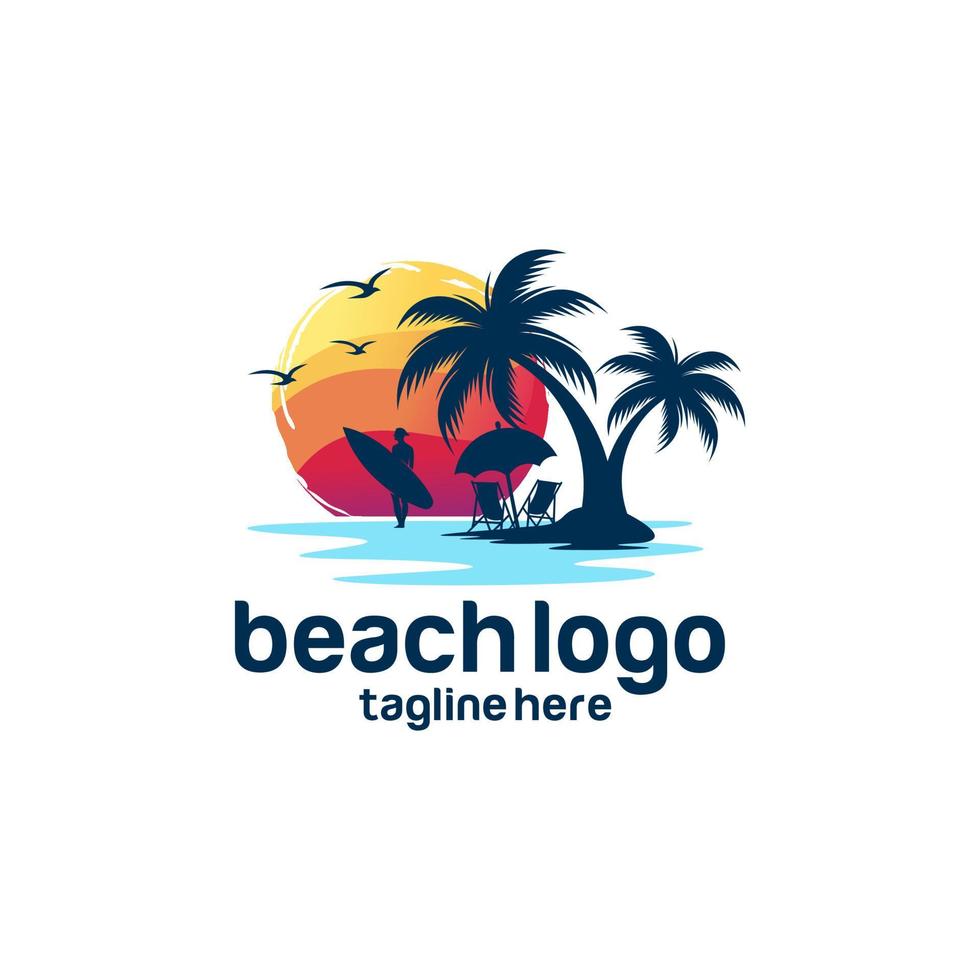 plantilla de vector de logotipo de playa