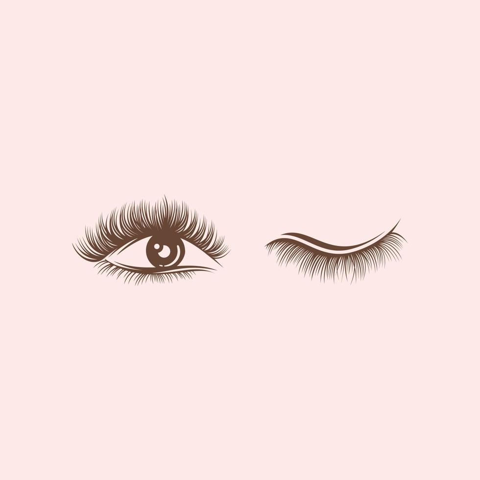 Luxurious eyelash and eyebrow extension logo. Colored vector illustration. in modern style. Vector emblem for makeup or beauty salon, eyelash and eyebrow extension maker.