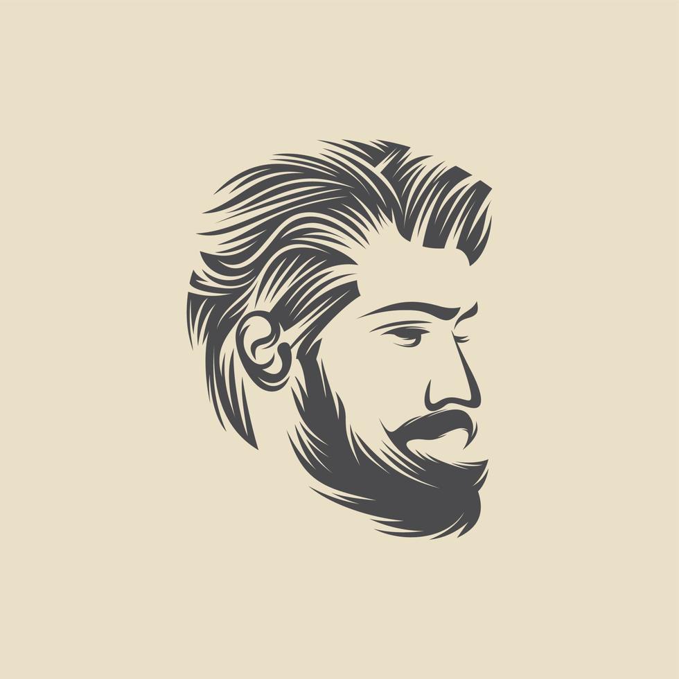 Ilustración de vector de diseño de logotipo de hombre de barba