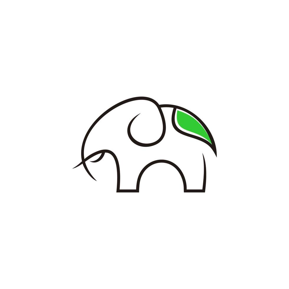 elephant with lineart style logo design vector