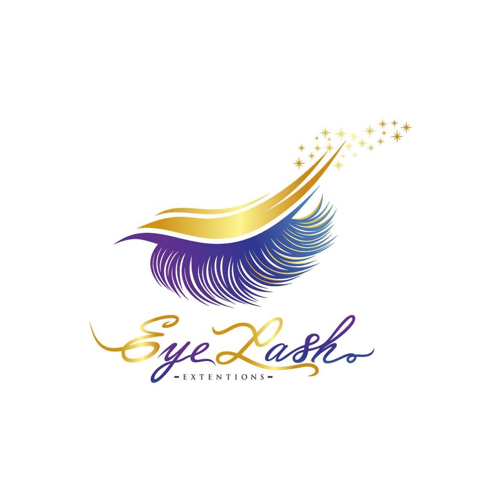 Luxurious eyelash and eyebrow extension logo. Vector illustration. in modern style. Vector emblem for makeup or beauty salon, eyelash and eyebrow extension maker.