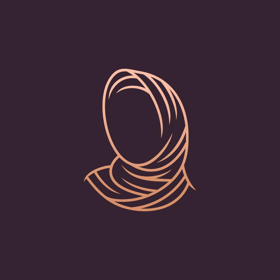 Hijab line art logo vector. hijab vector graphic design.