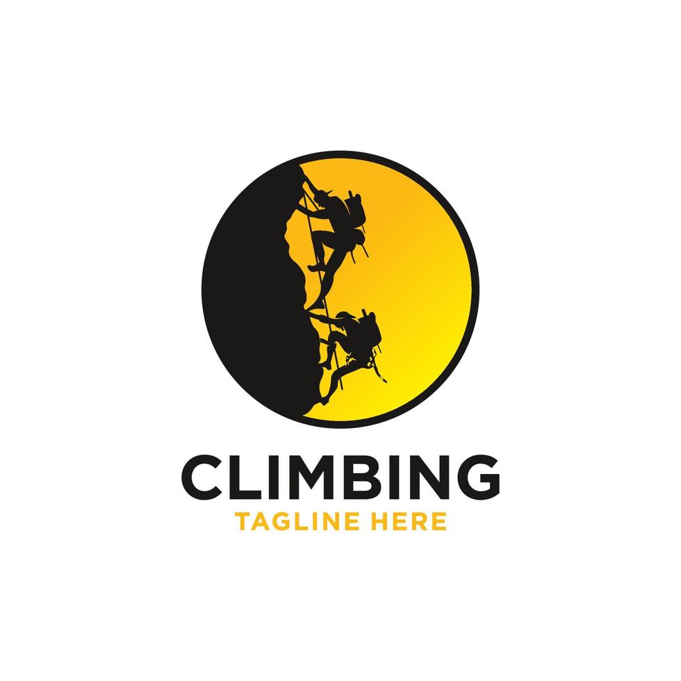 Silhouette Man climbing on a cliff graphic vector. vector