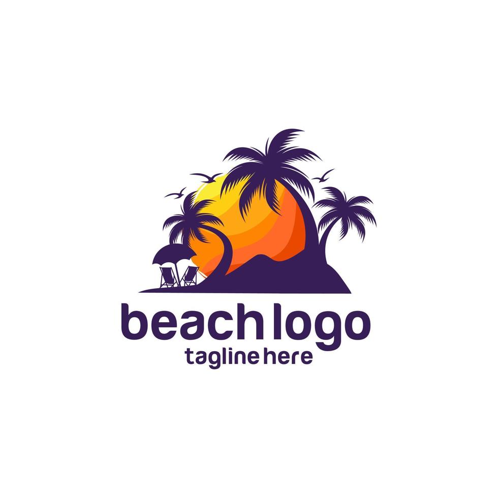 plantilla de vector de logotipo de playa