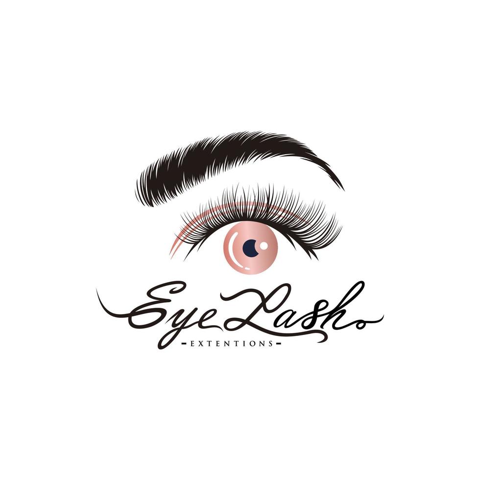 Luxurious eyelash and eyebrow extension logo. Vector illustration. in modern style. Vector emblem for makeup or beauty salon, eyelash and eyebrow extension maker.