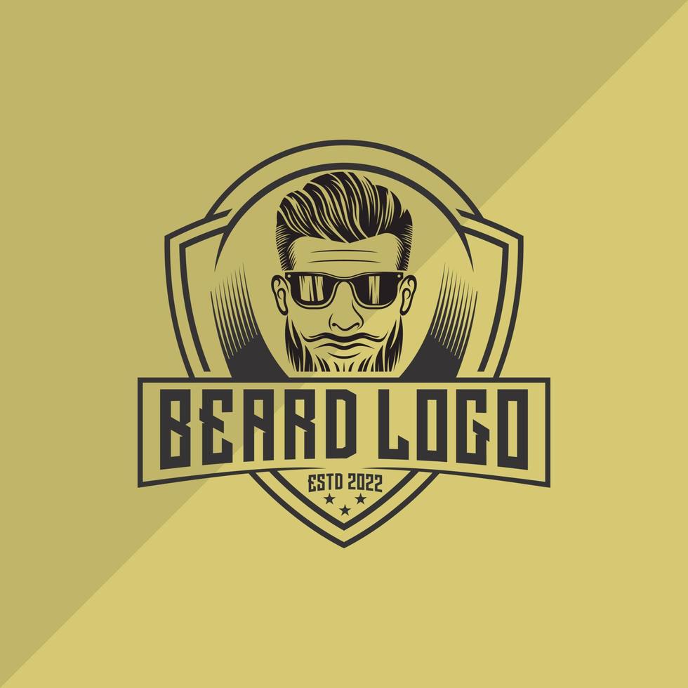 Beard Man Logo Design Vector Illustration