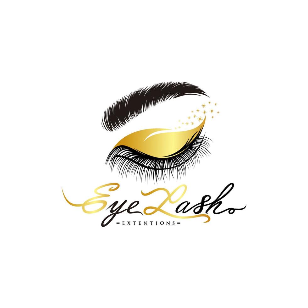 Luxurious eyelash and eyebrow extension logo. Vector illustration. in modern style. Vector emblem for makeup or beauty salon, eyelash and eyebrow extension maker.