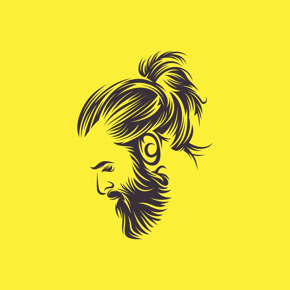 Ilustración de vector de diseño de logotipo de hombre de barba