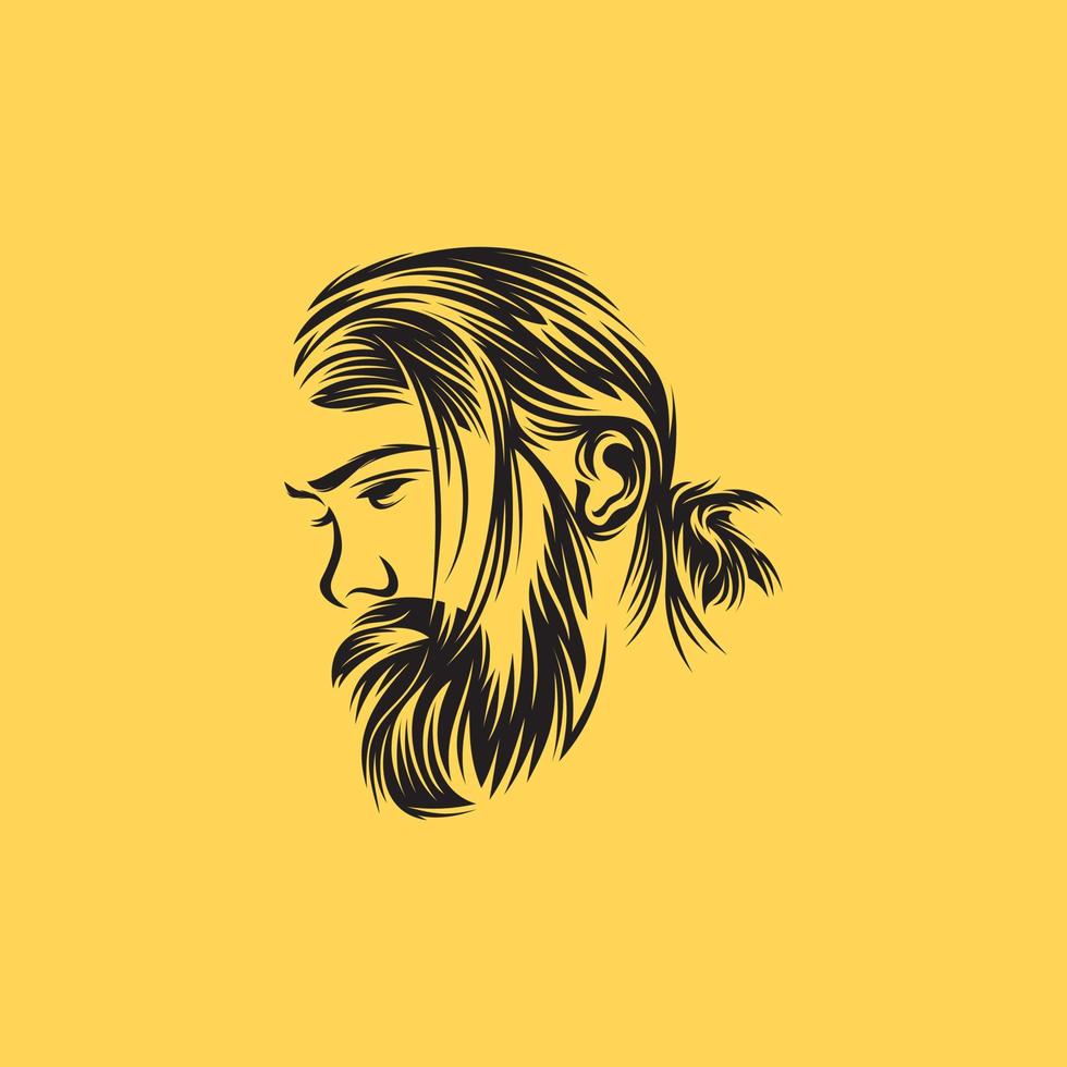 Ilustración de vector de diseño de logotipo de hombre de barba