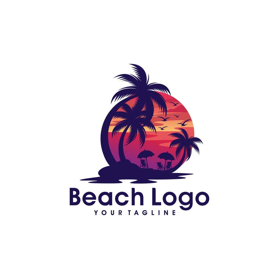 plantilla de vector de diseño de logotipo de playa