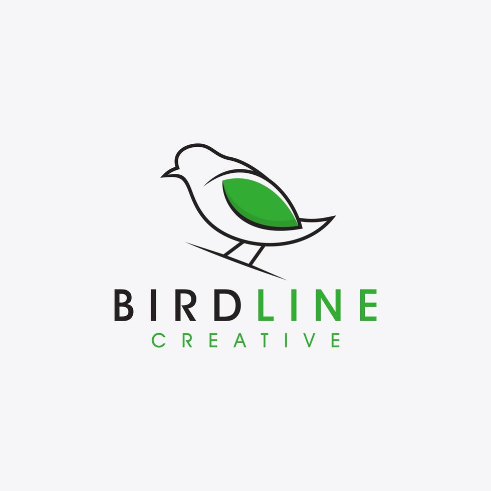 Bird line art logo design template vector