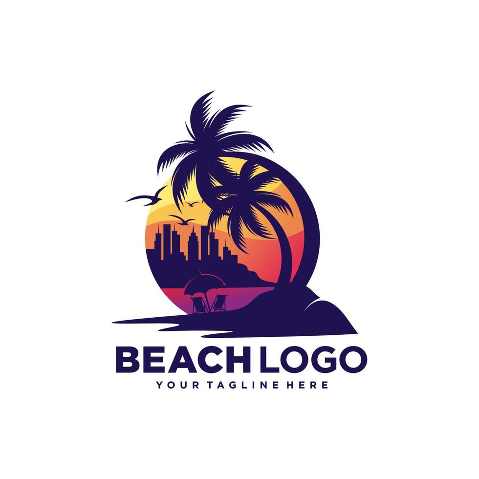 Beach logo design vector template