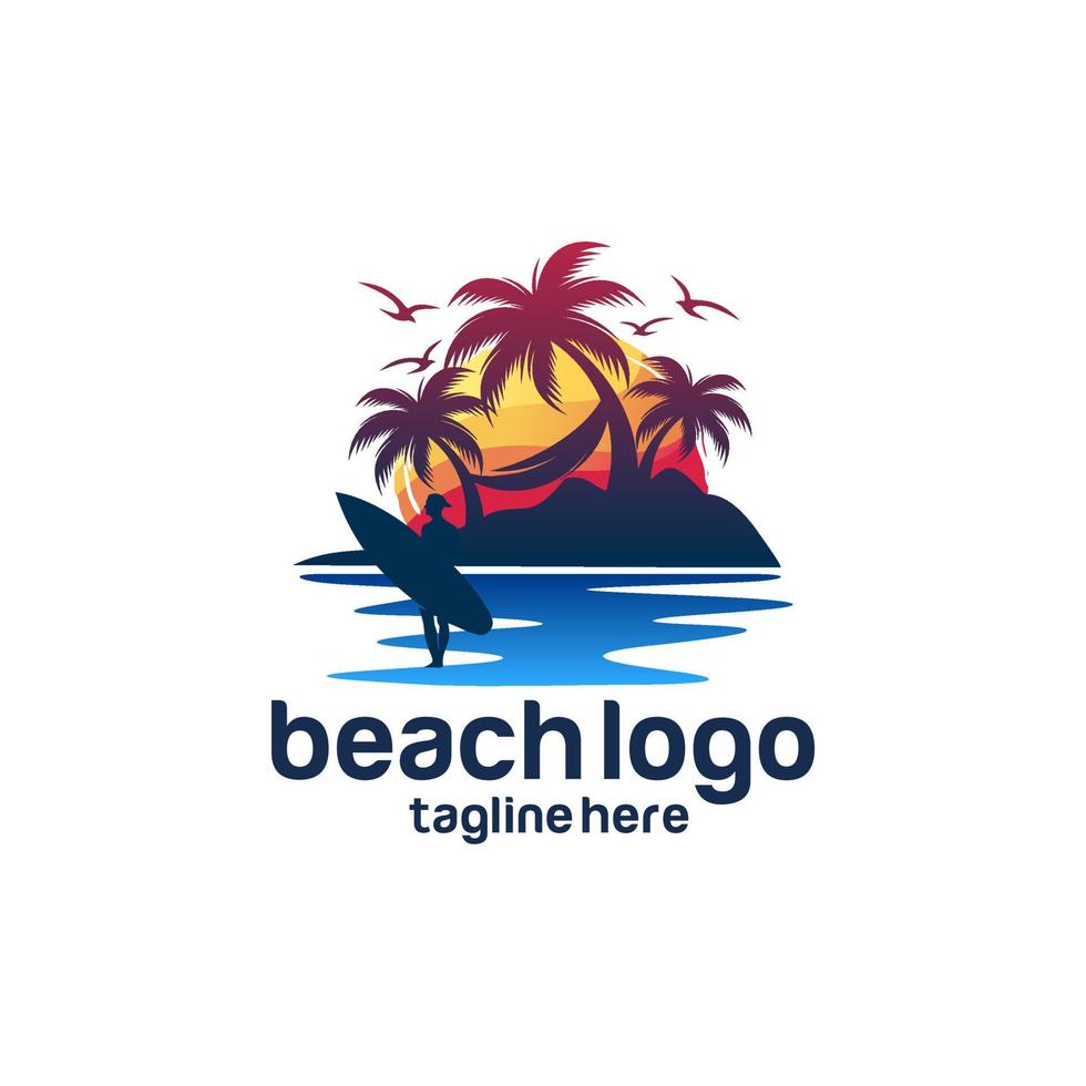 plantilla de vector de logotipo de playa