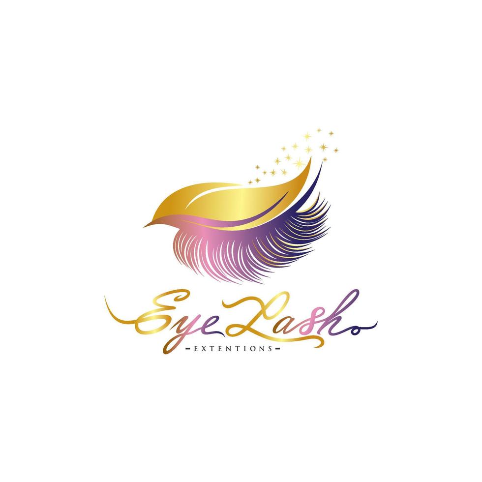 Luxurious eyelash and eyebrow extension logo. Colored vector illustration. in modern style. Vector emblem for makeup or beauty salon, eyelash and eyebrow extension maker.