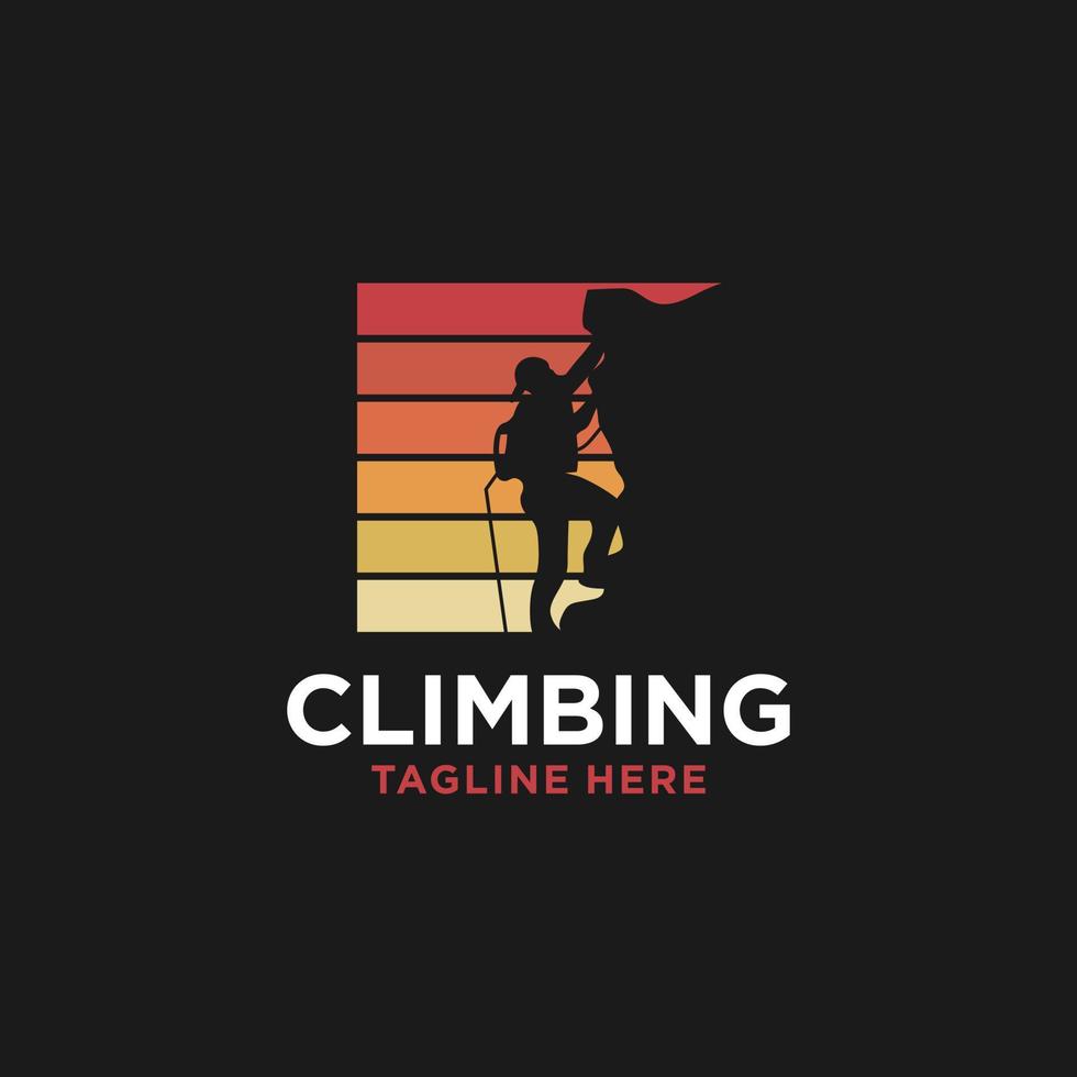 Silhouette Man climbing on a cliff graphic vector. vector