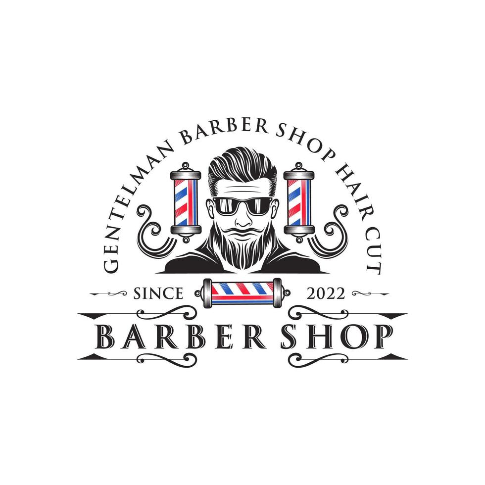 caballero barbería diseño de logotipo vintage vector