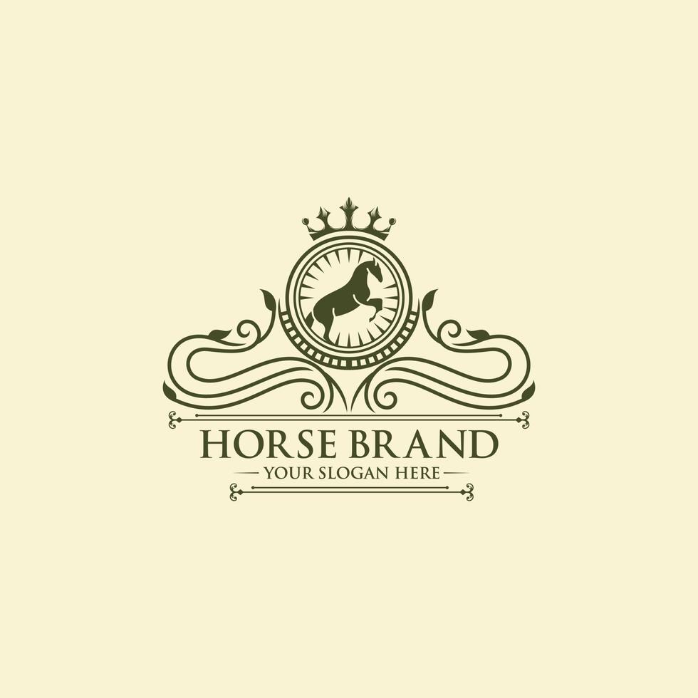 Heraldry horse brand line art logo vector